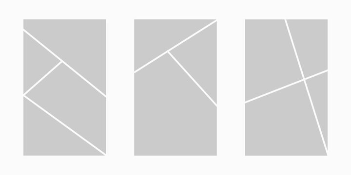 Image collage layout template. Mosaic mood board grid collection. Picture frame set. Photo album concept idea for banner, poster, comic page, flyer, brochure, booklet, memory wall design. Vector pack