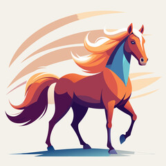 Obraz premium Elegant stylized horse with flowing mane in dynamic motion on abstract background