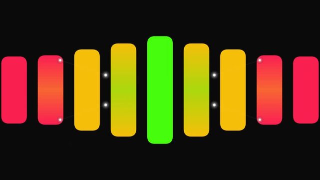 Equalizer bars with gradient colors displayed horizontally on screen from left to right in a digital audio interface