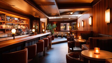 Elegant Gentlemen's Club Interior at Night with Cozy Atmosphere