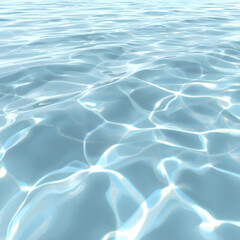 Abstract turquoise ripples dance across the clear blue water surface of a summer swimming pool, creating a liquid texture of aqua waves and nature-inspired reflections in the wet underwater light