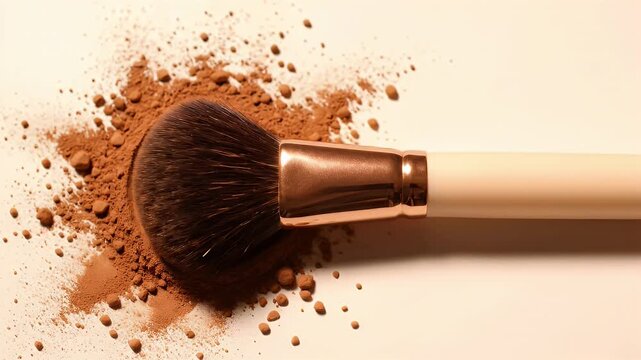 Cosmetic Powder Brush on White Background for Beauty and Makeup Product Advertising in Beauty and Cosmetics Industry