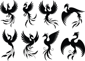 Obraz premium Set of spooky ghost silhouettes with various expressions, Halloween spirit vector icons, scary phantom characters isolated on white background.