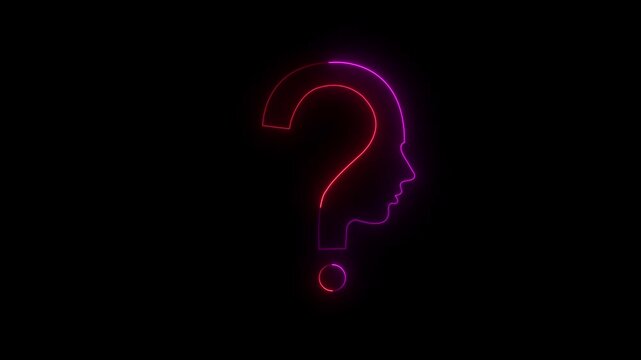 Colorful Neon Question Mark Human Face Outline Animation