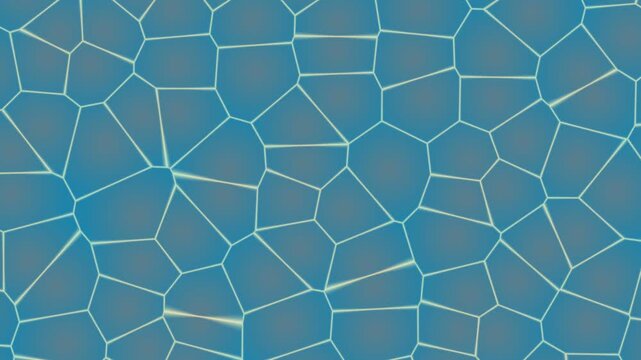 Aerial view of a mosaic pattern with blue tiles and white grout creating a geometric design