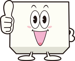 サムズアップしている豆腐のキャラクター