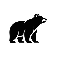Obraz premium Captivating black bear silhouette in a standing pose, embodying the robust strength and untamed spirit of wildlife, a versatile graphic element for logos, symbols, and nature-themed designs