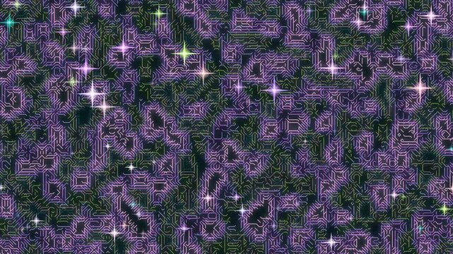 Purple Pattern Background with Sparkling Stars.