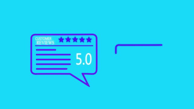Customer Reviews and Five Star Rating Feedback Concept with Speech Bubble UI Animation .