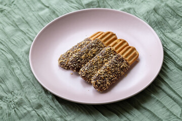 Close-Up of Chocolate Stick Cookies