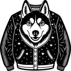 Front of bomber jacket with siberian husky dog pattern © joyrun12