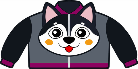 Front of bomber jacket with siberian husky dog pattern © joyrun12