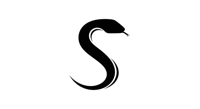 Black Snake Silhouette Illustration Isolated White.