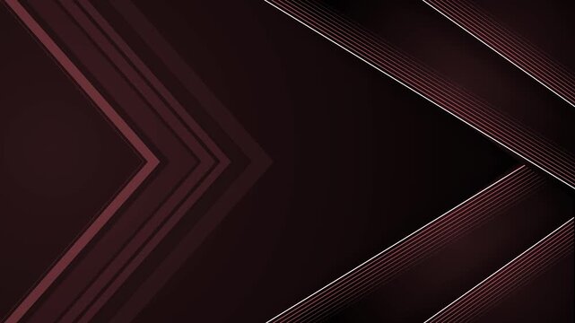 Dark geometric chevron background animation, Abstract background with layered chevrons on left and diagonal metallic-lined stripes on right