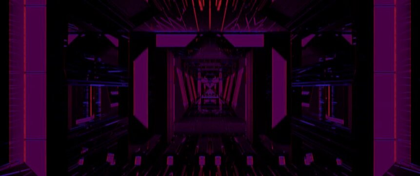 Neon tunnel vjloop motion background with seamless looping design for screensaver or video use in modern digital spaces
