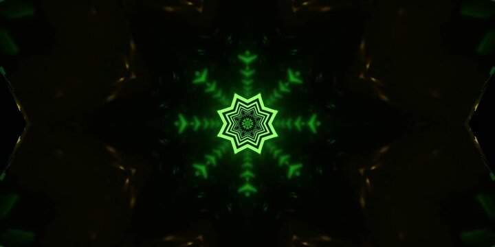 Neon tunnel loops create shapes and patterns that draw viewers into a lively visual experience during the night