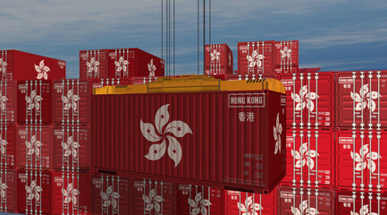 Hong Kong export containers cargo crane loading illustration