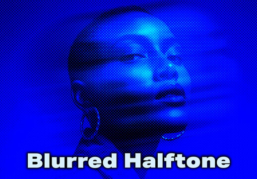 Blue Motion Blurred Halftone Photo Effect