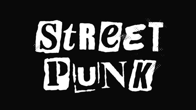 Stop motion text "Street Punk" with Ransom punk typography style suitable for use on flyers, posters and music banners. Transparent background. 4K resolution