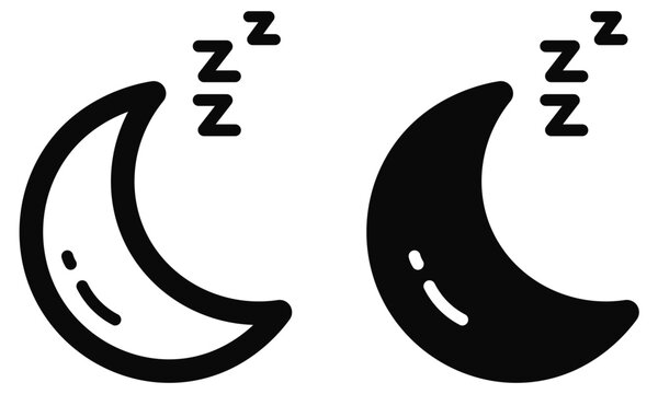 Two crescent moon shapes with zzz sleeping symbols above for sleep and dream concepts