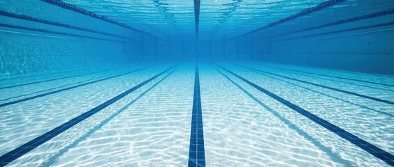 Swimming action in indoor pool underwater perspective clear water calm environment focus on serenity and fitness