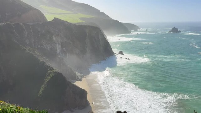 Waves crashing along the Pacific Coat near Big Sur, California