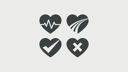 Heart health vector illustration with heartbeat and checkmark flat design