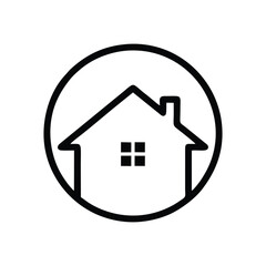 Fototapeta premium Minimalist house icon, simple residential home symbol for real estate and property branding