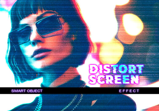 Distort TV Screen Effect Mockup