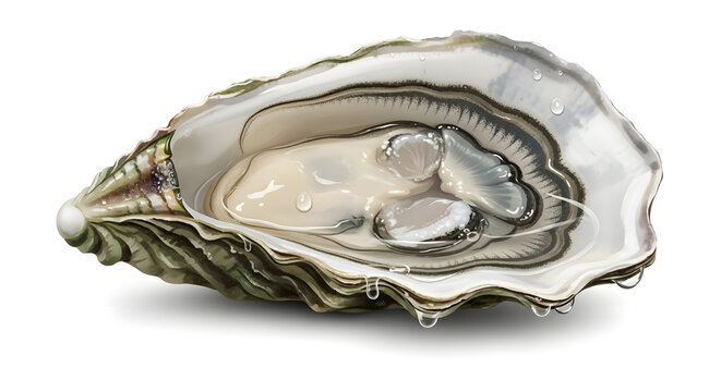 A beautifully textured oyster shell with a natural, iridescent sheen on its interior.