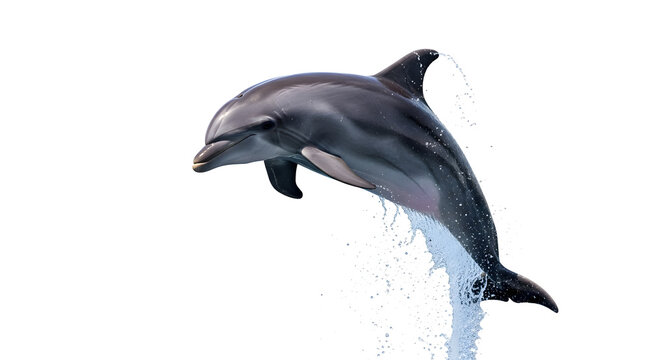 Graceful dolphin leaping out of the water with splashing spray