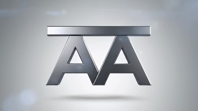 Dynamic metallic AA logo reveal in branded sequence.