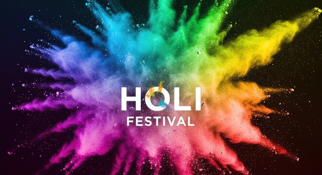 Vibrant holi festival celebration with colorful powder explosion