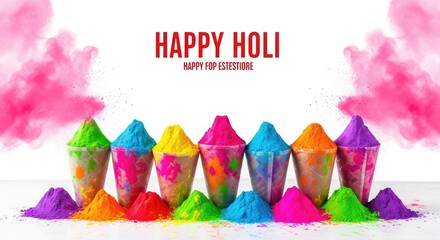 Obraz premium Vibrant holi festival celebration with colorful powder and happy vibes