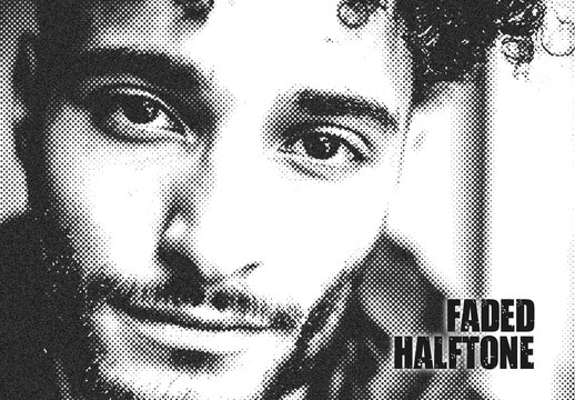 Faded Black and White Halftone Photo Effect