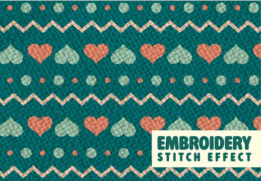 Embroidery Stitch Texture Effect Mockup