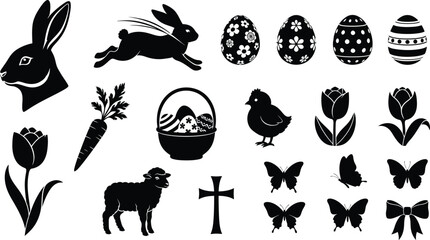 Fototapeta premium Easter symbols and icons collection