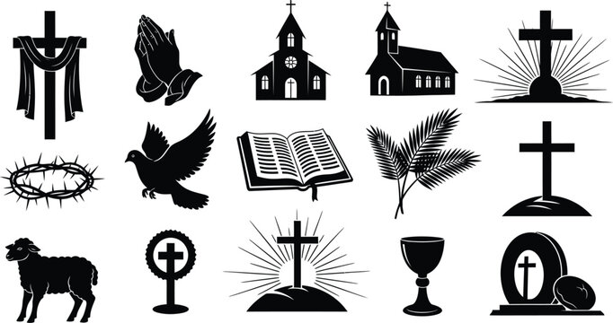 Christianity symbols and icons collection