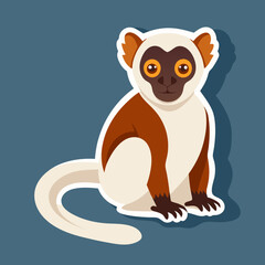 Cartoon Sifaka lemur sitting on the dark blue background © Ohid Rahman