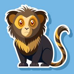 Cute lemur illustration sitting against a light blue background © Ohid Rahman