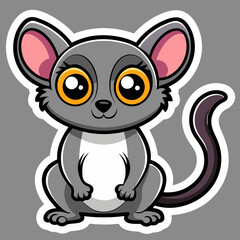 Obraz premium Cute Cartoon Gray Mouse Character with Big Golden Eyes