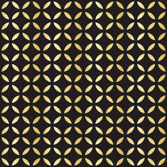 Black and gold circular floral seamless pattern. Sophisticated geometric background perfect for luxury wallpaper, textile and elegant surface design.