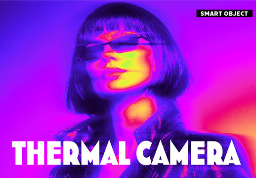 Neon Gradient Thermal Camera Effect Mockup