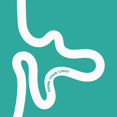 Fototapeta premium A white winding road on a teal background