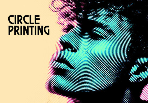 Neon Spiral Circle Print Photo Effect