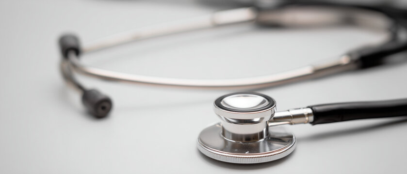 Estetosc&oacute;pio isolado representando atendimento m&eacute;dico, diagn&oacute;stico e cuidado com a sa&uacute;de em conceito de medicina moderna