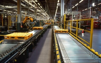 Fototapeta premium Early Morning Inside Semi-Operational Automotive Assembly Line