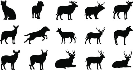 Collection of deer and antelope silhouettes © mdkamran