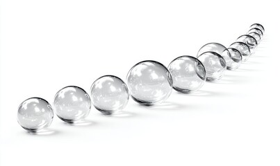 Obraz premium A row of clear glass spheres