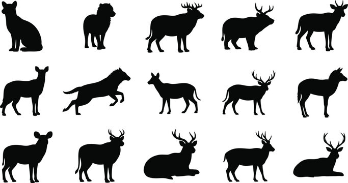 Collection of deer and antelope silhouettes
